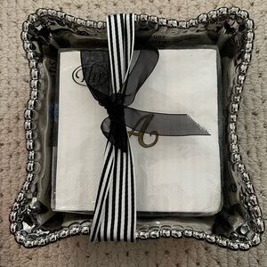 New silver chrome cocktail napkin holder